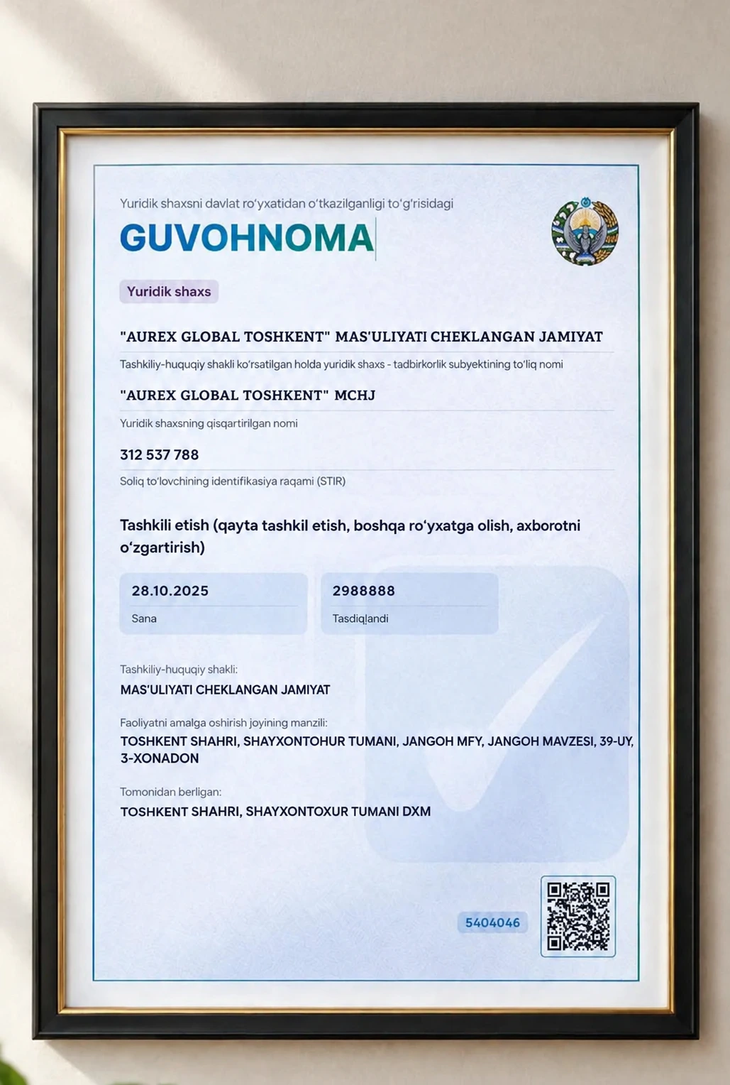 MChJ guvohnomasi